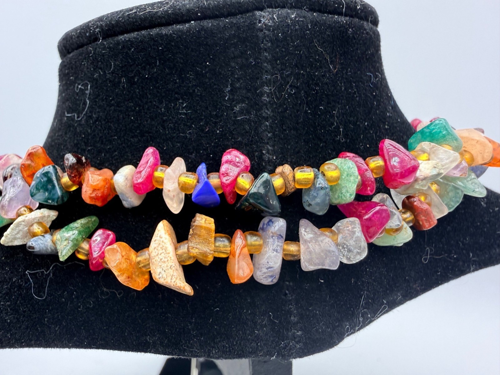 Multi Gemstone Polished Beaded Chip Necklace 35" … - image 9