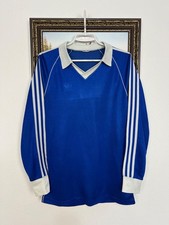 Vintage 80's Adidas West Germany Football Blue Long Sleeve Shirt Jersey Slim M