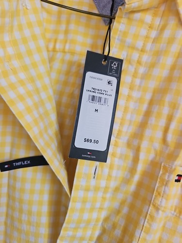 Tommy Hilfiger Men Long Sleeve Custom Fit Button Down Plaid Casual Shirt Mens M - Picture 7 of 8