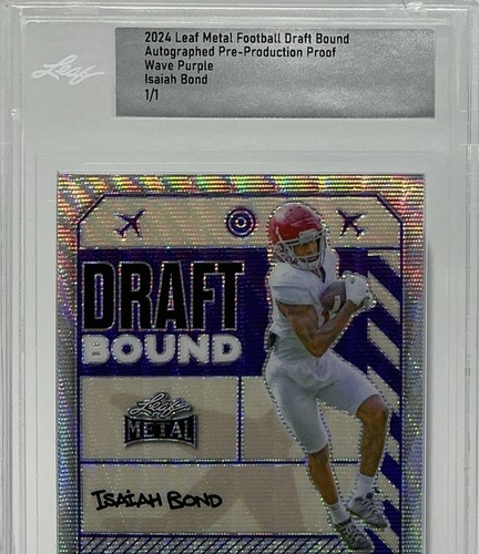 Isaiah Bond Rookie Auto 2024 Leaf 'Draft Bound' Purple 1/1 Proof - Browns - Bild 2 von 6