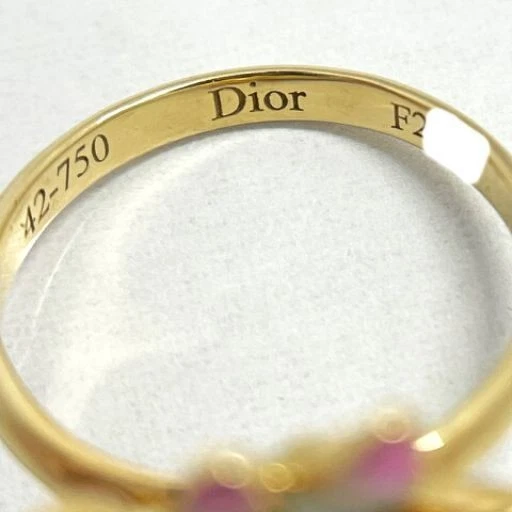 Anillo Christian Dior Diorette 1P Diamante 18K YG Rosa Flor Pinky #42 / 2.2 ~ 2.6US Foto 3 de 4