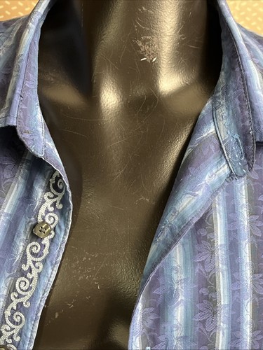 Camicia Tommy Bahama manica lunga blu a righe con bottoni taglia XL - Foto 12 di 12
