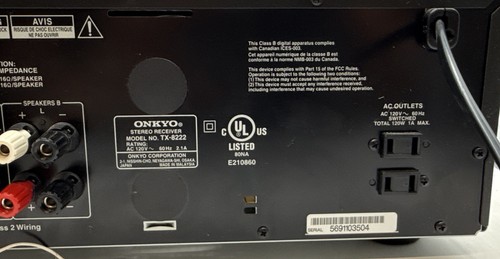 ONKYO TX-8222 Stereo Receiver Black TESTED Good Working Condition-Clean! - Picture 12 of 15