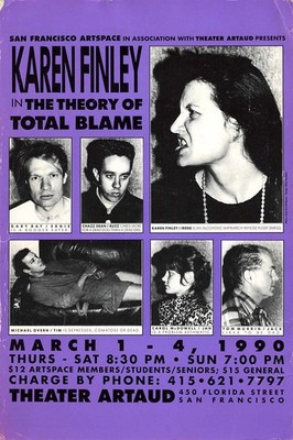 1990 Karen Finley Theory of Total Blame PostCard San Francisco Theater Artaud 