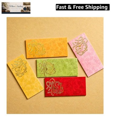 Money Envelopes 7 x 3 Inch Decorative Ganesha Pattern Shagun Lifafa for India...