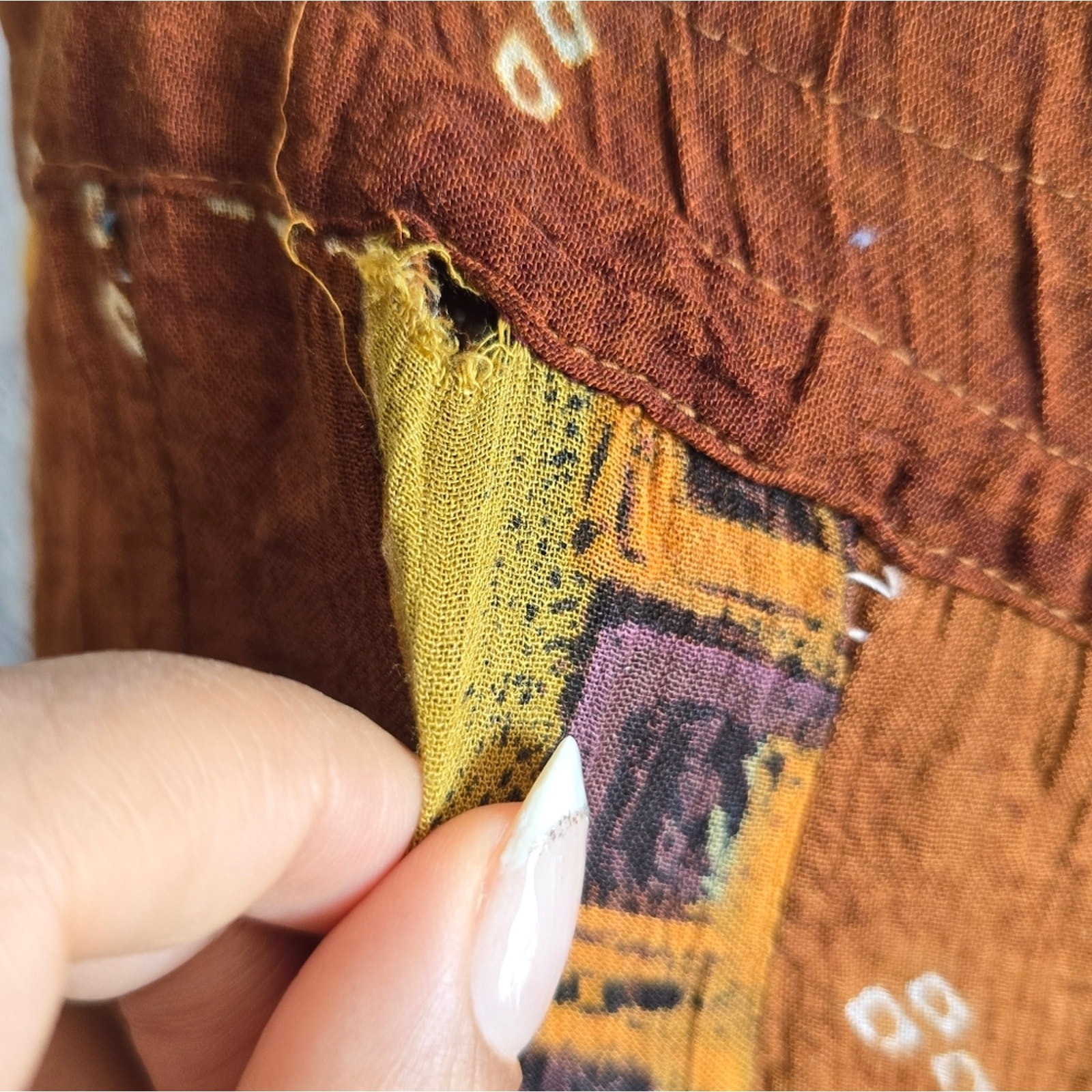 Boho Chic Patchwork Style Brown And Pink Maxi Ski… - image 7