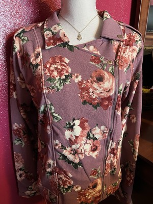 Woman s Jacket by Perch By Blu Pepper Beautiful Pink Floral Lightweight Size XL