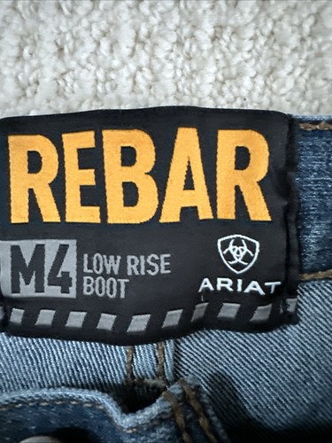 Ariat Work M4 Low Rise Boot Cut Work Jeans Men’s 34x32 Distressed Denim Rebar - Picture 5 of 14