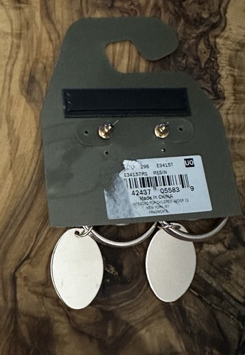 Hypo Allergenic Rose Gold Tone Post Back Dangle Earrings Round Oval New On Card - Picture 4 of 4