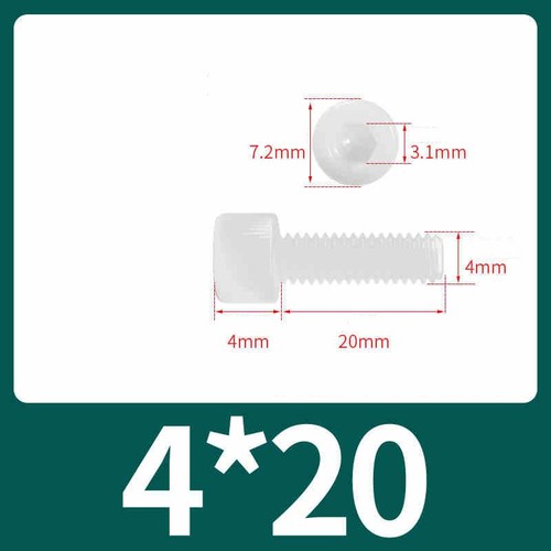 Nylon Plastic Socket Hex Cap Head Hexagon Screws Allen Bolt White M3 M4 M5-M12 - Picture 23 of 90