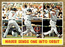 2011 Topps Heritage #316 Mauer Sends One Into Orbit