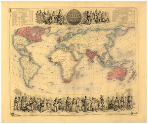 British Empire Throughout the World historic Great Britain map 1862 art poster