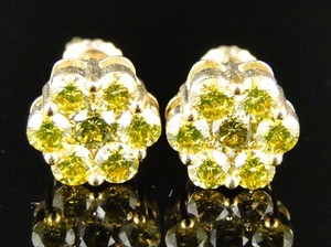 10k Mens Las Yellow Gold 10 Mm Canary Diamond Cer Stud Image Is Loading 10k Mens Las Yellow Gold 10 Mm Canary