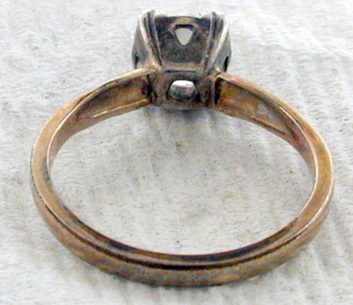 10K G.F. & STERLING SILVER RING WITH A CLEAR STONE - Picture 3 of 6