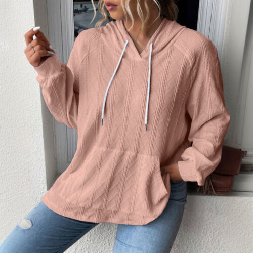 Womens Solid Hooded Casual Loose Winter Hoodies Ladies Pullover Blouses Tops Tee - Picture 28 of 32