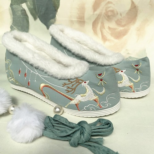 Chinese Carp Flower Embroidery Hanfu Shoes Ancient Dance Boots Cosplay Vintage - Foto 13 di 31