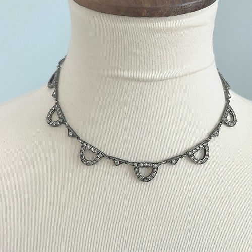 BONITO COLLAR ART DECO VINTAGE Triángulos/Semicírculos 15" - Imagen 1 de 5