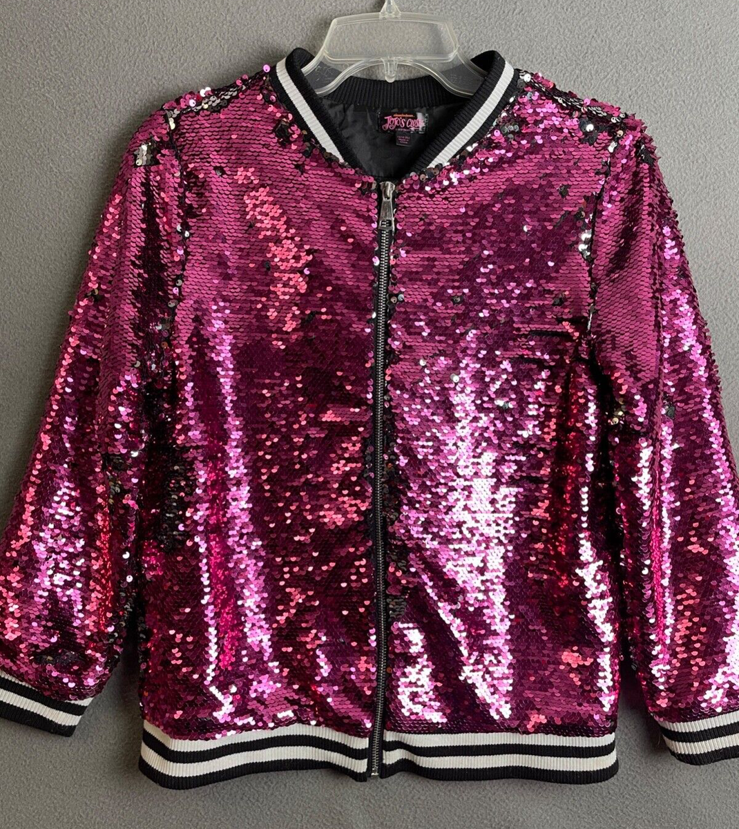 Jojo Siwa Jojo's Closet Pink Black Flip Sequin Bomber Jacket