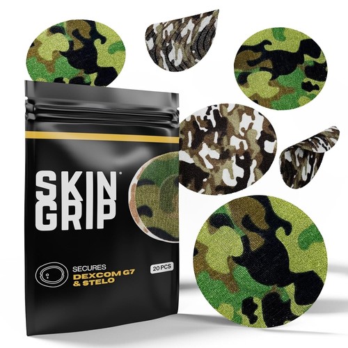 Camo Skin Grip Adhesive Patches For Dexcom G7 & Stelo CGM 20 Pack Sweatproof - Picture 2 of 8
