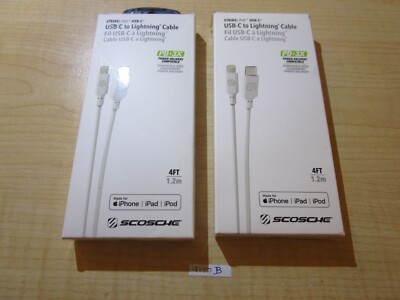 Lot of 2 Scosche USB-C to Apple Cables 4' CI44WT-SP