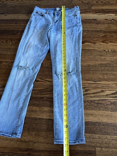 J.CREW Jeans Womens Size 26 Distressed Blue Denim Jeans Rip Ripped Trendy Cute - Picture 6 of 8