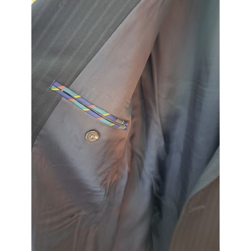Chaps 100% Wolle Herren Anzug Mantel Grau Streifen Blazer Taschen Jacke Gr. 42 Reg - Bild 6 von 7