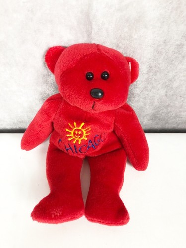Vintage 2000 Plushland 8" Red Bear Chicago on the Belly Plush Stuffed Animal - Picture 2 of 8
