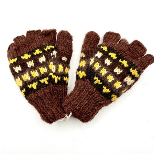 100% Wolle Handschuhe handgestrickt fingerlos SMS Fleece gefüttert Fäustling warm Ski