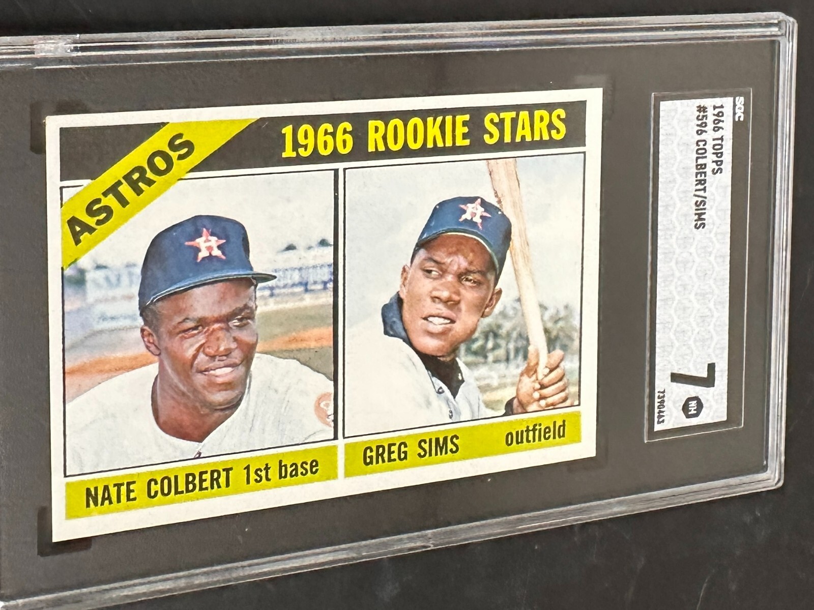 1966 TOPPS #596 NATE COLBERT GREG SIMS ROOKIE STARS SGC 7 NM