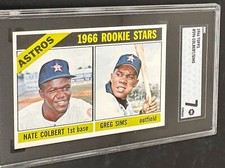 1966 TOPPS #596 NATE COLBERT GREG SIMS ROOKIE STARS SGC 7 NM