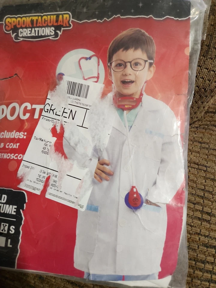 Fantasia Halloween Spooktacular Creations Doctor Lab Coat Deluxe infantil tamanho P - Imagem 3 de 4