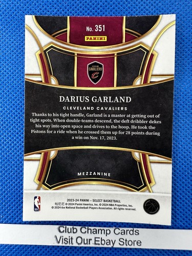 2023-24 #351 Darius Garland Panini Select Basketball Mezzanine Cavaliers - Picture 2 of 2