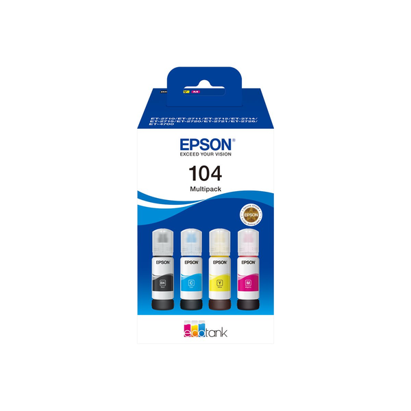 Epson Ecotank 104 4Er-Pack Schwarz Gelb Cyan Magenta Original NachfüLltinte-image