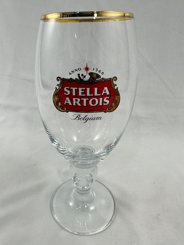 Vintage Beer Glasses Stella Artois Gold Rimmed 40 CL Pub Style Nice - Picture 10 of 11