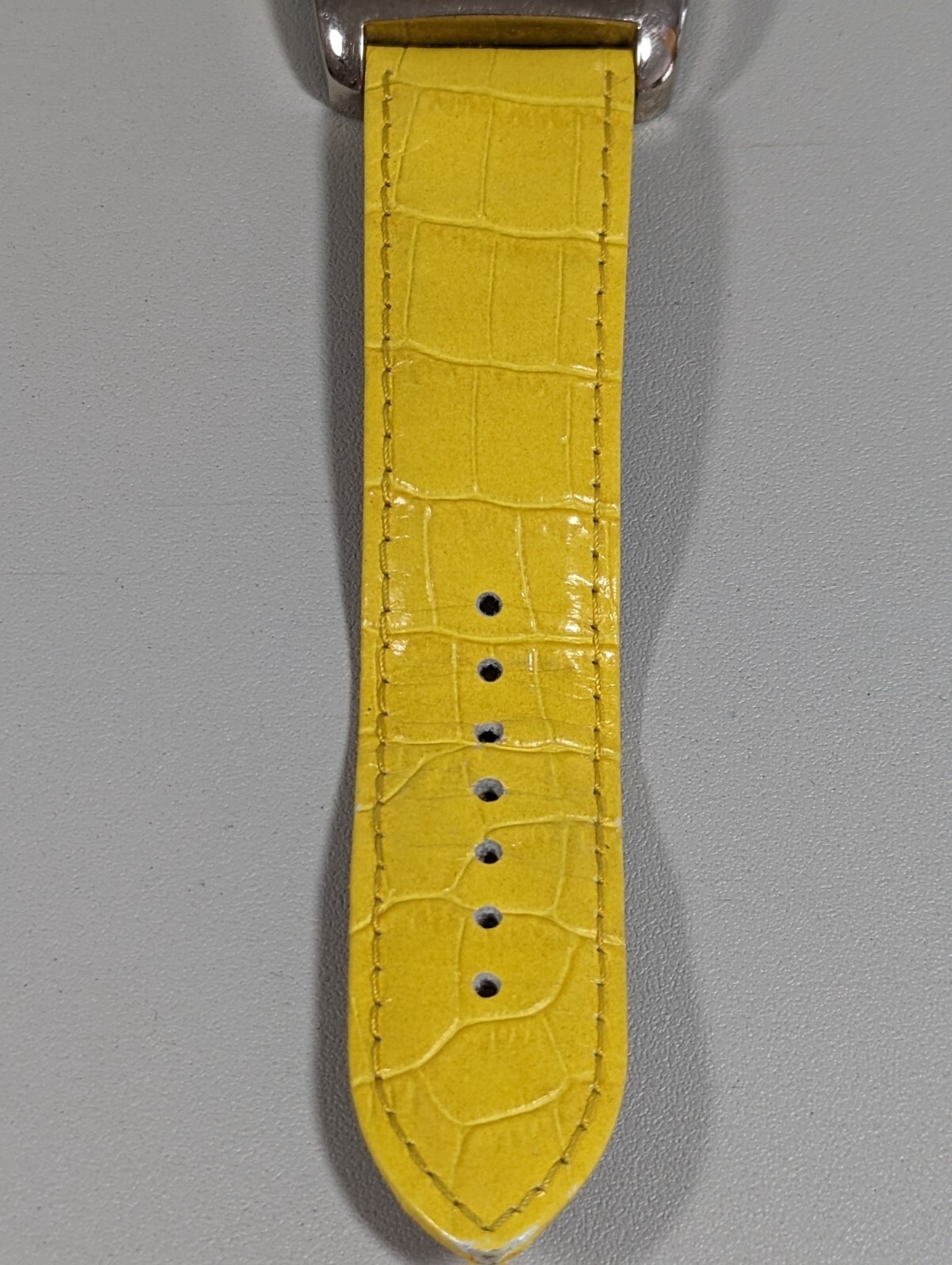 Talbots Silver Tone Dial Rectangle Case Yellow Le… - image 3