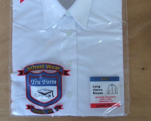 Niñas de 5-6 años talla 26 in manga larga cuello corbata blusa blanca - Imagen 2 de 2