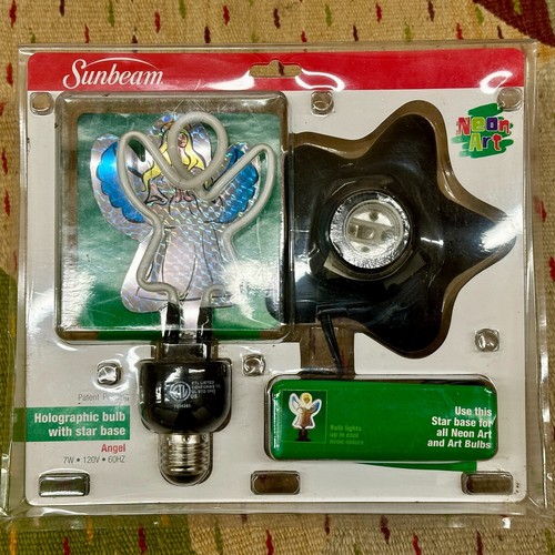 NEW NIB Sunbeam Holographic Neon Stand-Alone Colorful Bulb Angel Christmas - Picture 2 of 3