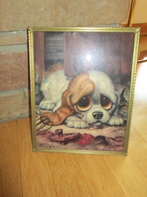 ビンテージ 陶器製 Big eye dog置物 犬 Sad eye Vintage 1960's Hand Painted Sad Big Eyes Puppy Dog Ceramic