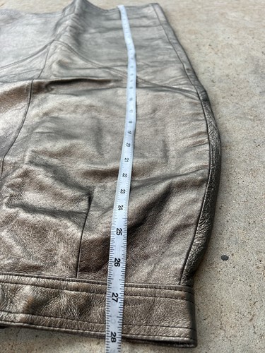 Vintage 1980s PIA RUCCI Gold Crackled Leather Pencil Long Skirt 24” Metallic - Picture 7 of 11