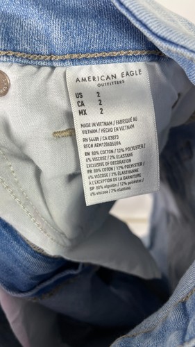 NWOT American Eagle Outfitters Hi-Rise Shortie Zip Pockets Denim Shorts Blue 2. - Imagen 8 de 8