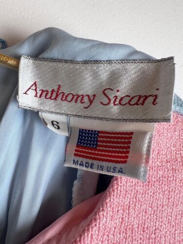 Maglione Anthony Sicari vintage blu rosa pastello 6 USA Pasqua primavera - Foto 7 di 10