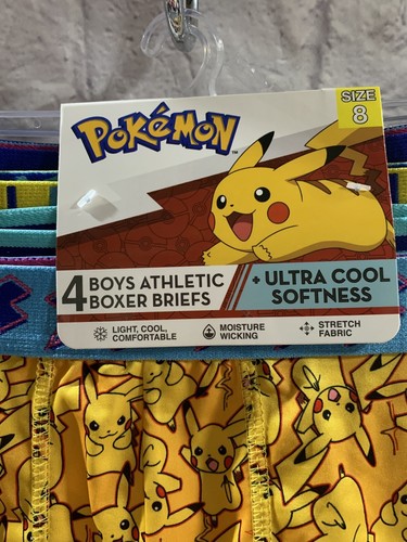 ⚡️Pokemon Gotta Catch 'Em All Pikachu Youth Boxer Briefs Boys Size 8, 4 Pc #744 - Picture 2 of 4