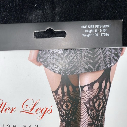 Killer Legs exotische Strumpfhose (spanischer Fan Kunststrumpfbänder) Einheitsgröße schwarz - Bild 3 von 7
