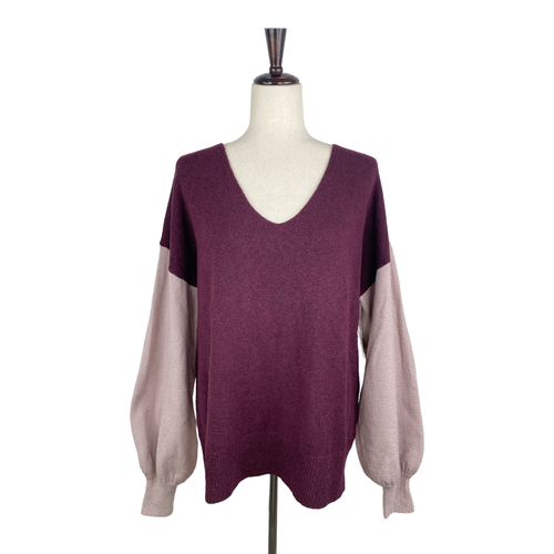 14th & Union Women's Colorblock V-Neck Sweater Size Large A25