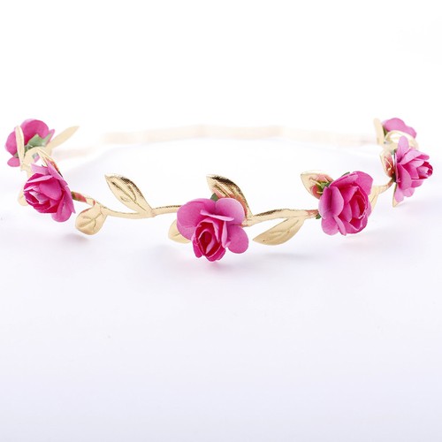 Vintage Summer Flower Leather Leaf Kids Hair Band Women Headband Wedding - Picture 6 of 8