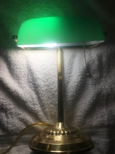 bankers desk lamp green glass shade