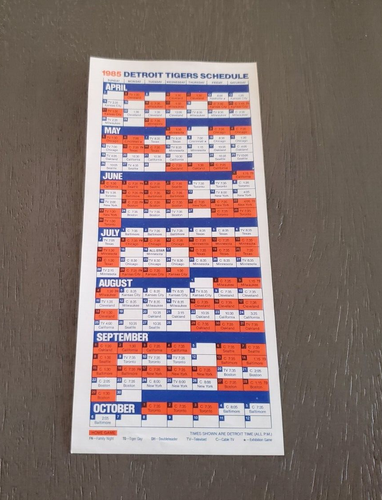 Vintage 1985 MLB Detroit Tigers Pocket Schedule Sportsland - Picture 2 of 2