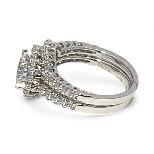 Juego de anillos de boda de vacaciones de circonita cúbica de plata esterlina Ashi talla 7 (KS1017067) - Imagen 2 de 4