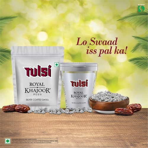 Tulsi Royal Khajoor Plus Plateado Recubierto Khajoor Fechas Paquete de 5 (13g x 5) - Imagen 3 de 4