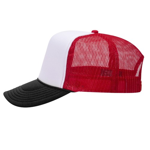 Cappellino camionista anteriore in schiuma posteriore a rete 5 pannelli corona alta con chiusura a scatto - Foto 44 di 46